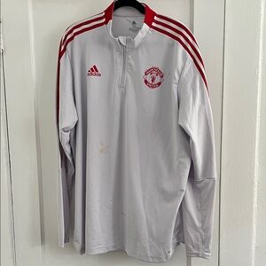 Adidas White and Red Manchester United Jersey